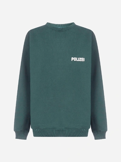 Vetements Polizei Oversized Cotton Sweatshirt In Green | ModeSens