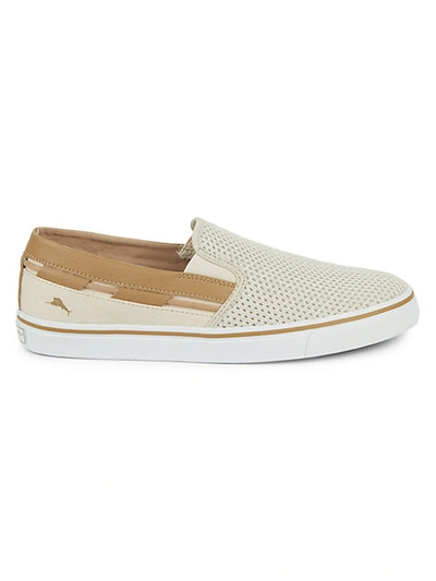 Shop Tommy Bahama Jaali Canvas Loafers In Cream