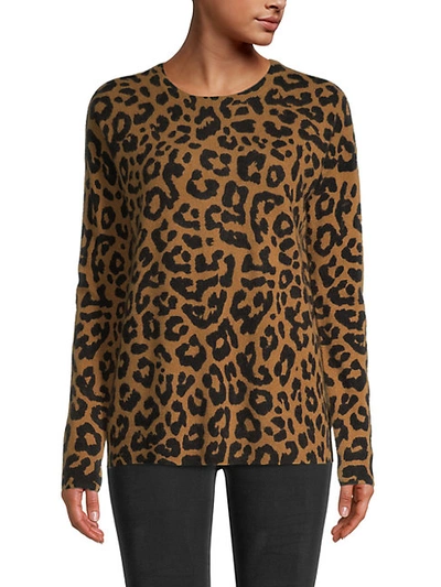 Shop Saks Fifth Avenue Leopard Cashmere Sweater In Sepia
