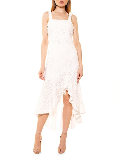 Shop Alexia Admor Slyvana Crochet Ruffle High-low Dress In White