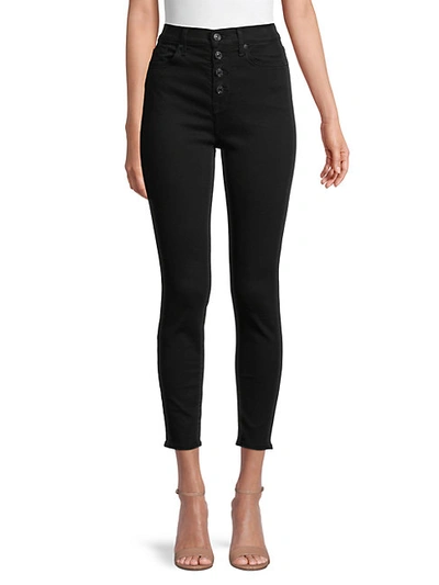 Shop 7 For All Mankind Gwen High-rise Skinny Ankle Jeans In Night Black