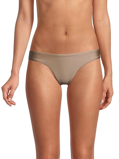 Shop Pilyq Basic Ruched-back Bikini Bottom In Sandstone