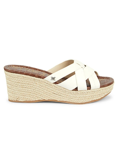 Shop Sam Edelman Romona Leather Espadrille Platform Wedge Sandals In White