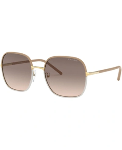 Shop Prada Sunglasses, 0pr 67xs In Beige/white/lt Brown Grad Lt Grey