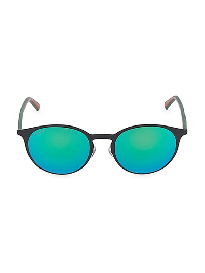 Shop Gucci 52mm Round Sunglasses In Matte Black
