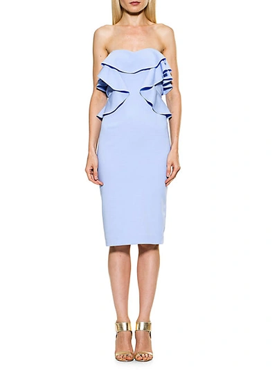 Shop Alexia Admor Strapless Ruffle Sheath Dress In Blue
