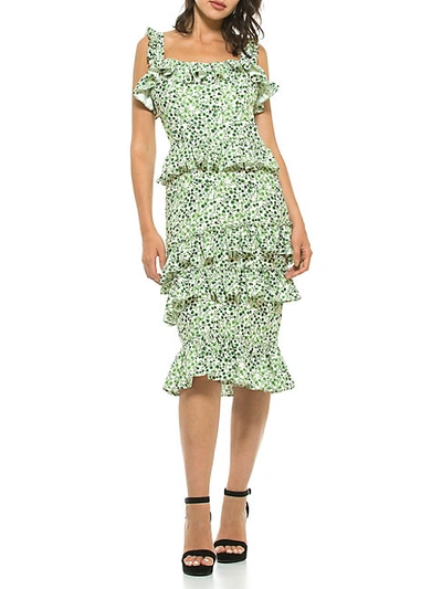Shop Alexia Admor Liv Floral Ruffle Dress In Green