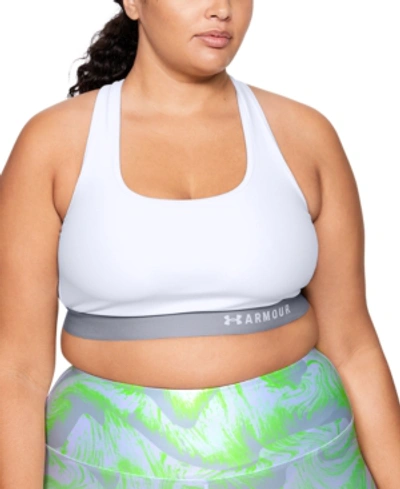 Shop Under Armour Plus Size Armour Mid Crossback Sports Bra In White