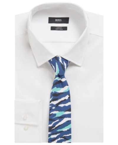 Shop Hugo Boss Boss Men's Printed Tie In Dark Blue