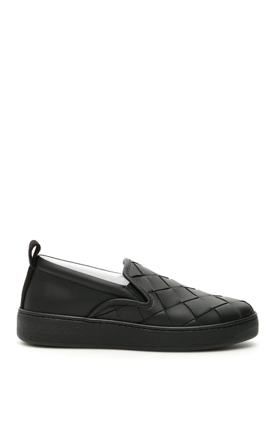 Shop Bottega Veneta Woven Slip-on Sneakers In Nero (black)