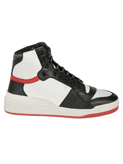 Shop Saint Laurent High Top Sneakers In Optic White/black/optic White