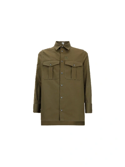 Shop Loewe Patch Pocket Shirt In Military Green