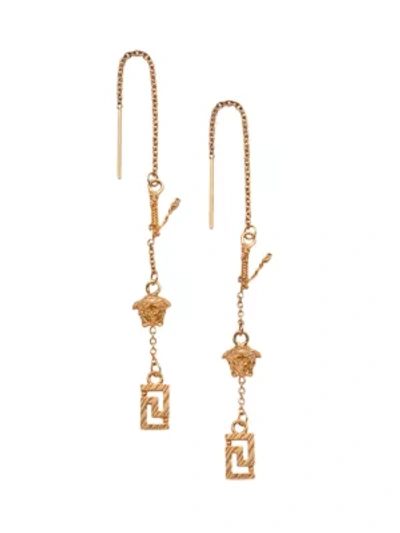 Shop Versace Tribute Goldtone Threader Earrings