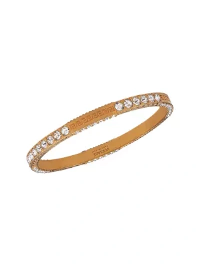 Shop Versace Greca Goldtone & Swarovski Crystal Bangle Bracelet In Tribute Gold