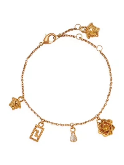Shop Versace Tribute Goldtone & Swarovski Crystal Micro Charm Bracelet