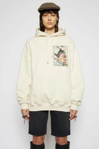 Shop Acne Studios Dog-patch Hooded Sweatshirt Warm White