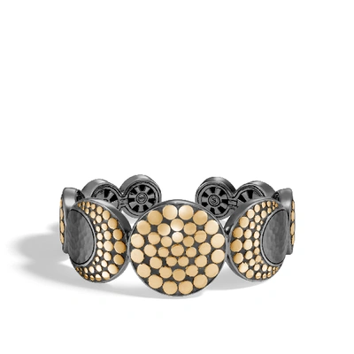 Shop John Hardy Dot Moon Phase Flex Cuff Bracelet, Blackened Hammered Silver, 18k In Sterling Silver And 18k Gold