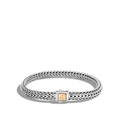 Shop John Hardy Classic Chain Hammered Clasp Bracelet, Silver, 18k In Sterling Silver And 18k Gold