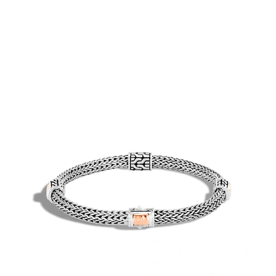 John Hardy Classic Chain 5mm Hammered Station Bracelet, Sterling Silver, 18k Rose In Sterling Silver/rose Gold