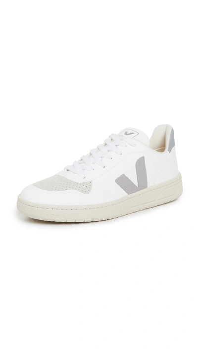 Shop Veja V-10 Cwl Sneakers In White Oxford Grey