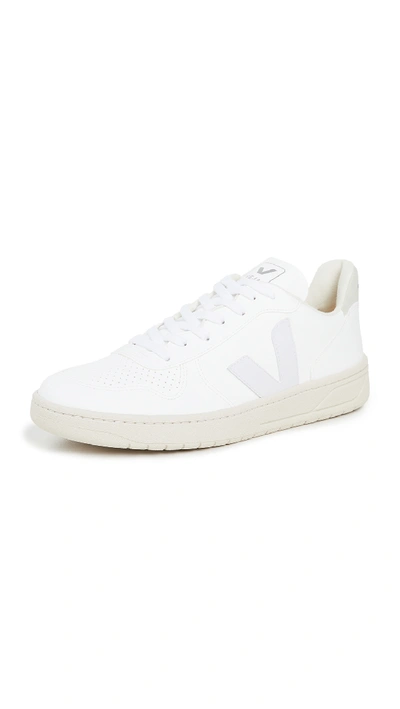 Shop Veja V-10 Cwl Sneakers In White/natural