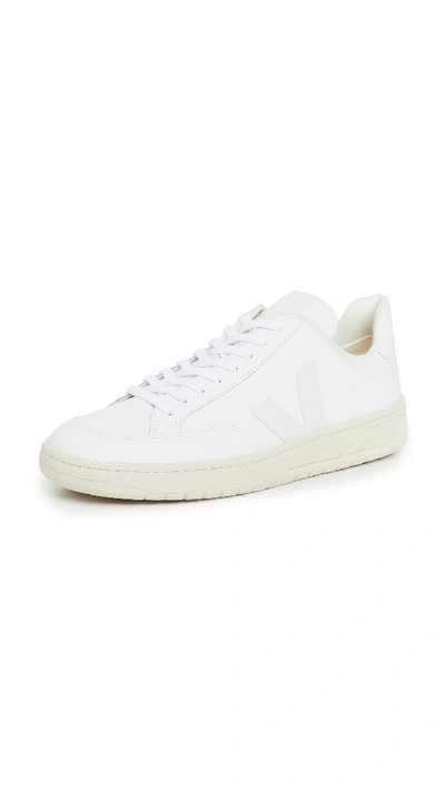 Shop Veja V-12 Leather Sneakers In Extra White