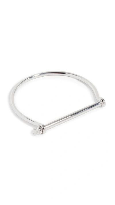 Shop Miansai Thin Screw Cuff In Polished Silver