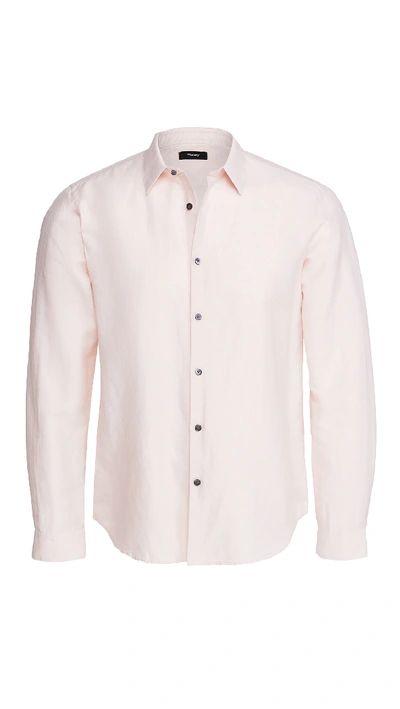 Shop Theory Irving Ess Linen Twill Shirt In Tint