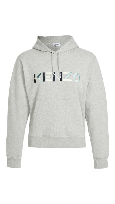 Shop Kenzo Multico Logo Hoodie In Pearl Grey