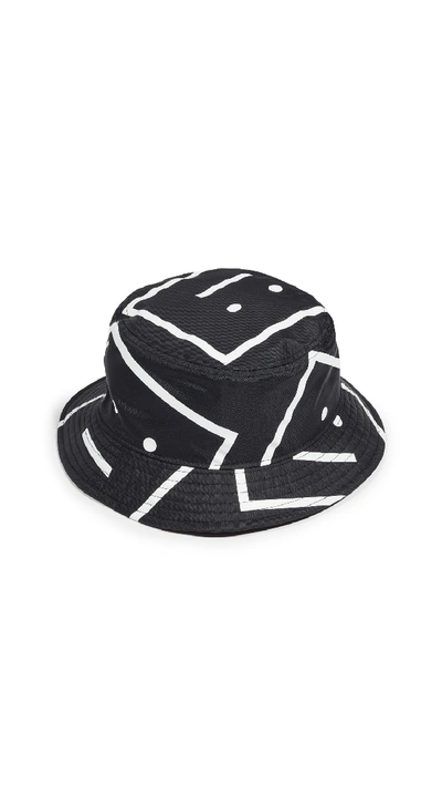 Shop Acne Studios Nylon Bucket Hat Face Print In Black