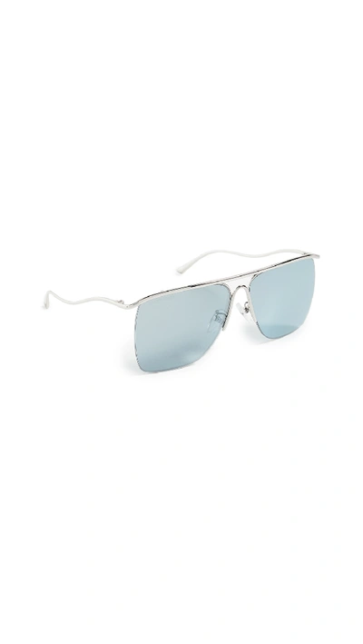 Shop Balenciaga Curve Oversized Navigator Aviators In Silver/light Blue