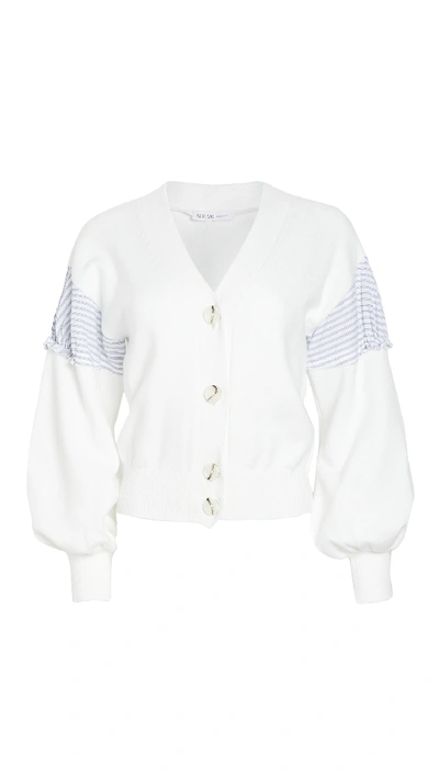 Shop Adeam Ruched Cardigan In White