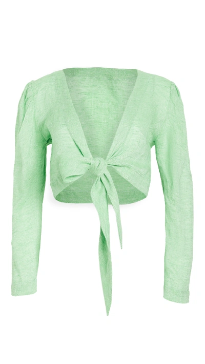 Shop Lisa Marie Fernandez Tie Blouse In Bright Green