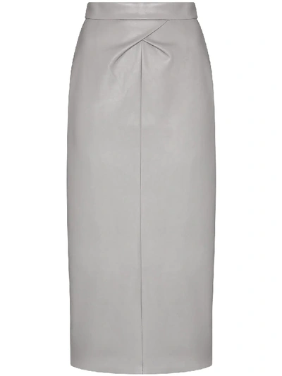 Shop Anouki Faux Leather Pencil Skirt In Grey