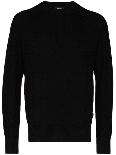 Shop Z Zegna Textured Knitted Jumper In Black