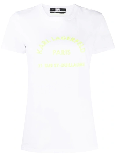 Shop Karl Lagerfeld Rue St-guillaume Logo T-shirt In White