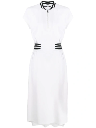 Shop Karl Lagerfeld Cady Tennid Midi Dress In White