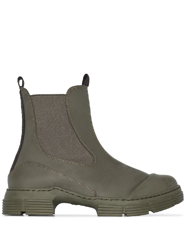 green chelsea rain boots