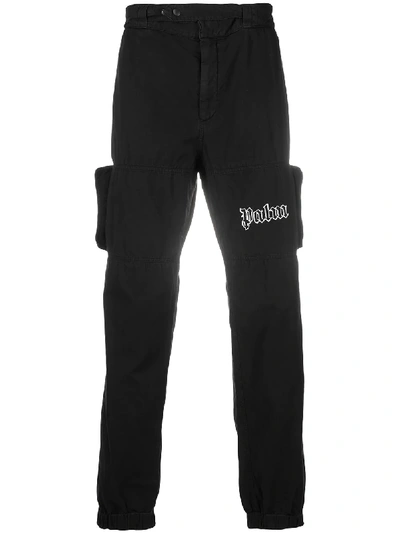 Shop Palm Angels Logo-print Cargo Trousers In Black