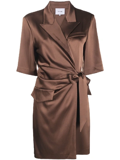 Shop Nanushka Wrap-style Silk Shirt-dress In Brown