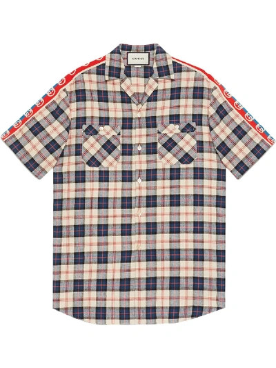 Shop Gucci Checked Bowling Shirt In Blue