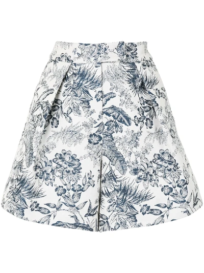 Shop Erdem Floral-print Tailored Shorts In White