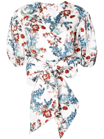 Shop Erdem Floral-print Puff Sleeve Blouse In White