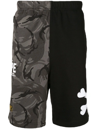 Shop Aape By A Bathing Ape Camouflage Track Shorts In Grey