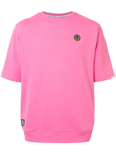 Shop Aape By A Bathing Ape Logo Embroidered T-shirt In Pink