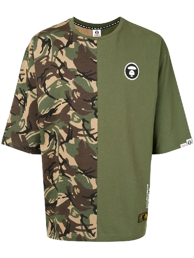 Shop Aape By A Bathing Ape Camouflage Contrast T-shirt In Green