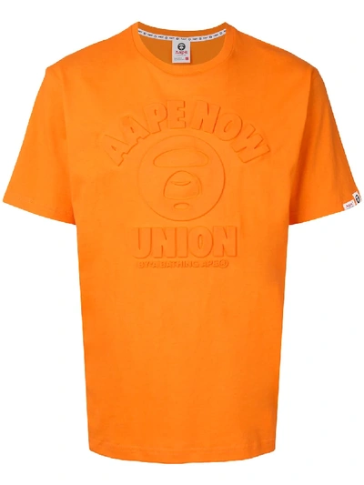 Shop Aape By A Bathing Ape Embossed Short Sleeved T-shirt In Orange