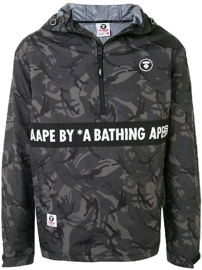 Shop Aape By A Bathing Ape Logo Camouflage Hooded Jacket In Black