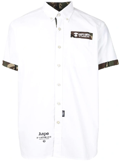 Shop Aape By A Bathing Ape Camo-patch Button Down Shirt In White