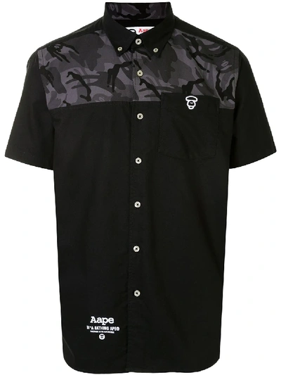 Shop Aape By A Bathing Ape Logo Camouflage Shirt In Black